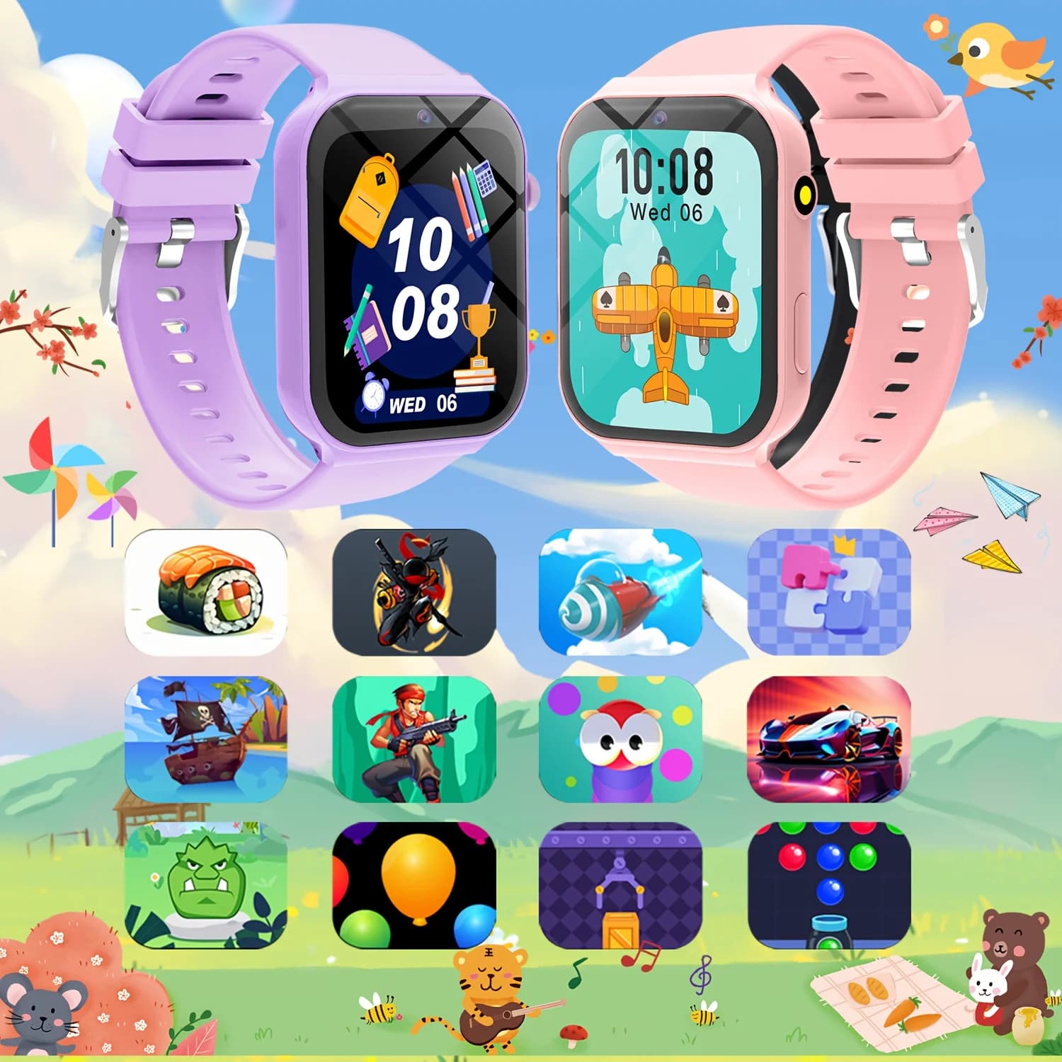 Youngsters Smart Game Watch with Camera, Video Recorder & 18 Games - Rechargeable Smartwatch with Calculator, Calendar, Photo Album, Camera,for Holiday Gifts