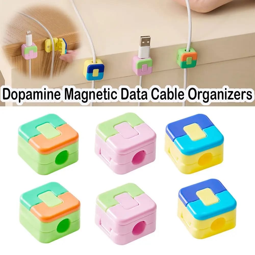 Organizzatori di cavi dati magnetici portatili da 6 pezzi Clip multifunzione per la gestione dei cavi da tavolo con dopamina Prevengono il pendente