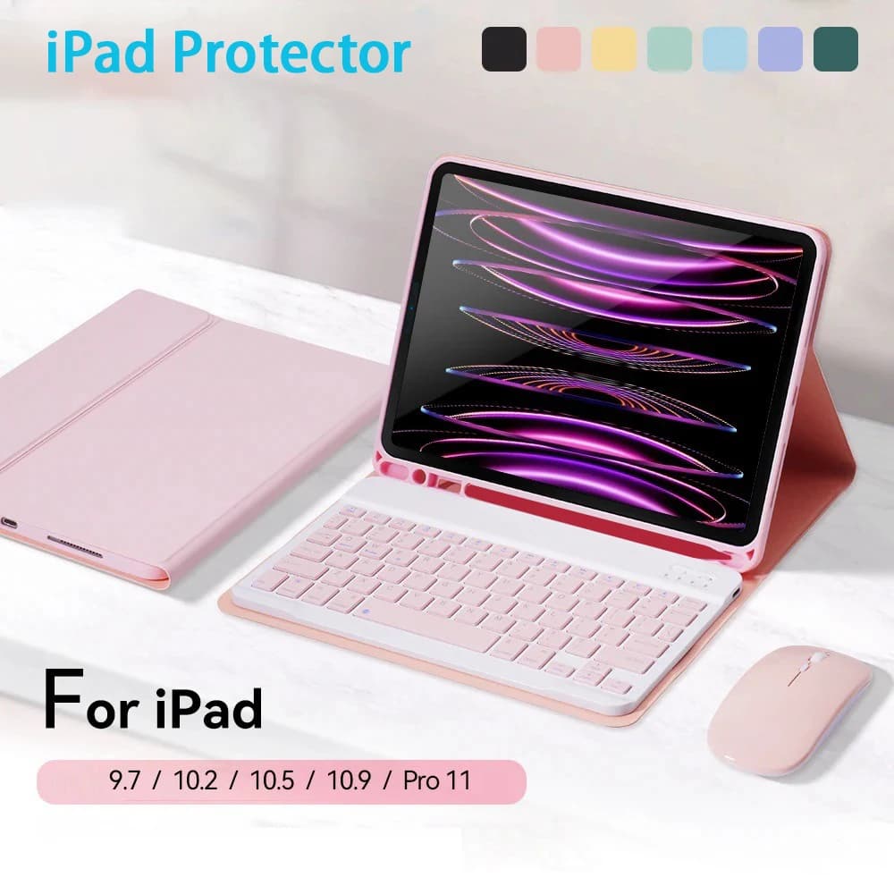 Custodia con tastiera Bluetooth per iPad 10th Pro 11 2024 Air 6 5 4 10.9 pollici 10.2 7 8 9th Air 3 Pro 10.5 Custodia pieghevole con slot per matita