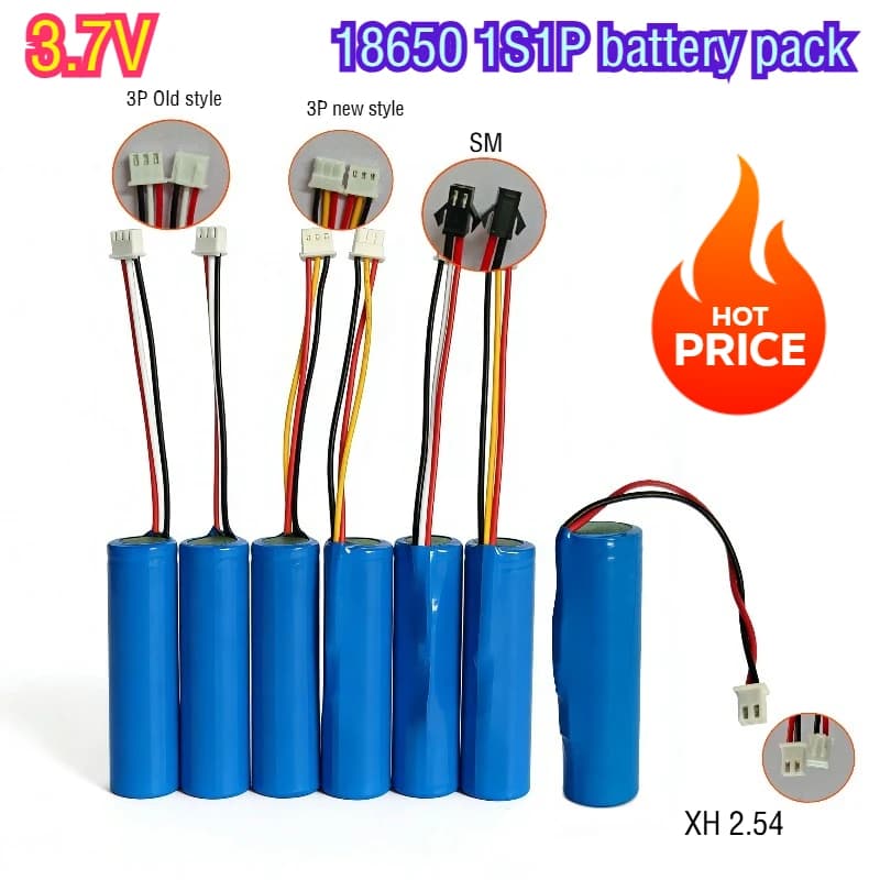 Batteria agli ioni di litio 3.7V 18650 con interfaccia 3P/PH2.0 per auto telecomandate, serrature intelligenti, LED + protezione da sovraccarico 2000mAh