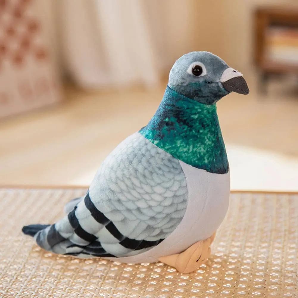 Giocattoli di peluche realistici per uccelli Simulazione Bianco Verde Piccione Gazza Peluche Bambola Fotografia Puntelli Giocattoli di peluche realistici di piccione