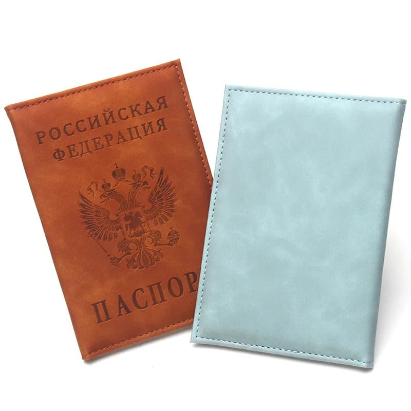 Porta passaporto per uomo e donna in stile Federazione Russa Porta passaporto Porta documenti Porta biglietti Copertine per passaporto in pelle