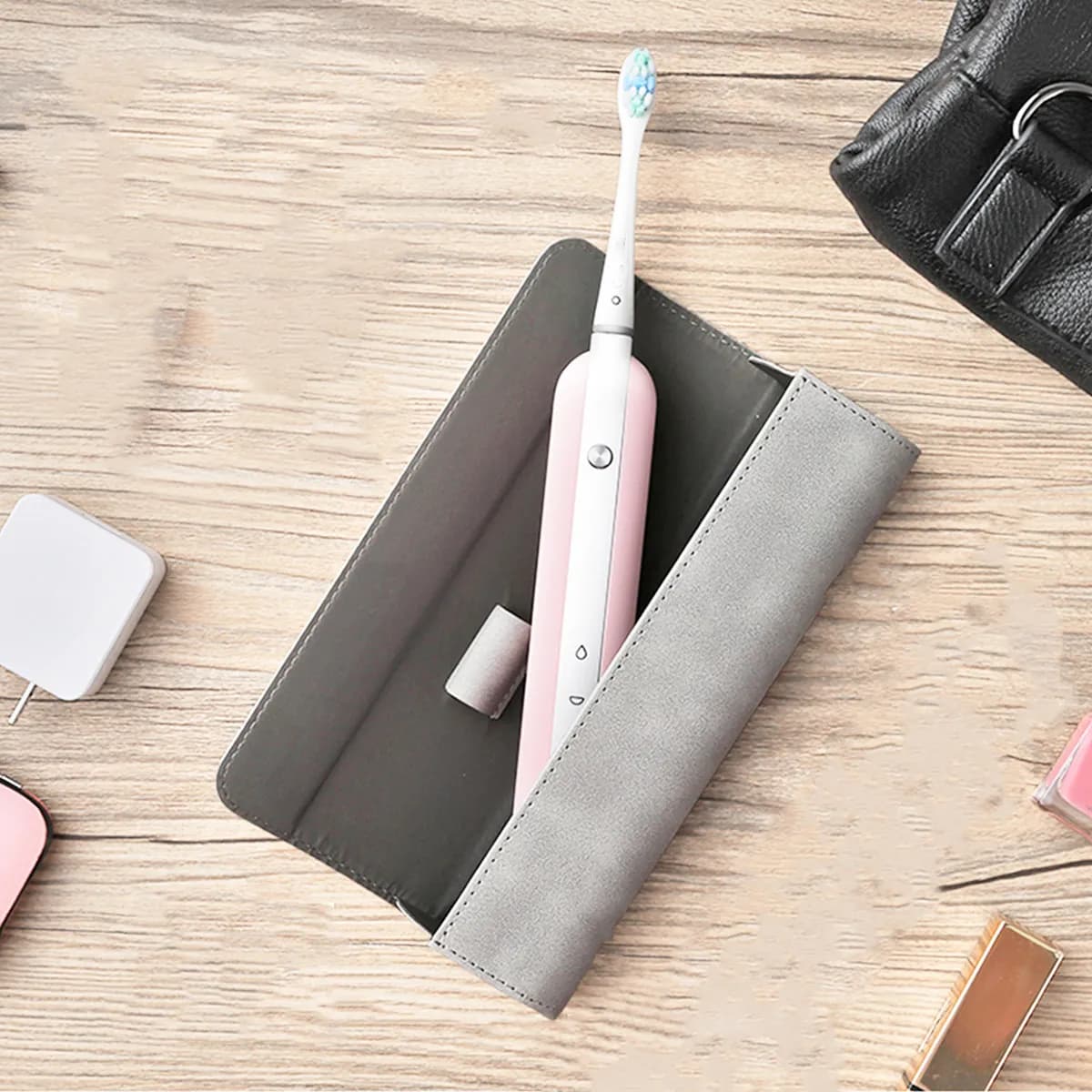Custodia per Spazzolino Elettrico Portatile da Viaggio Grigia, Compatta, Antipolvere, Igienica, per Esterni