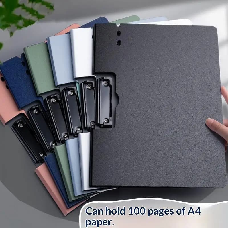 【W】1 cartella portadocumenti A4 con copertina - Portadocumenti con clip per affari e scuola, forniture di cancelleria per ufficio, porta carta