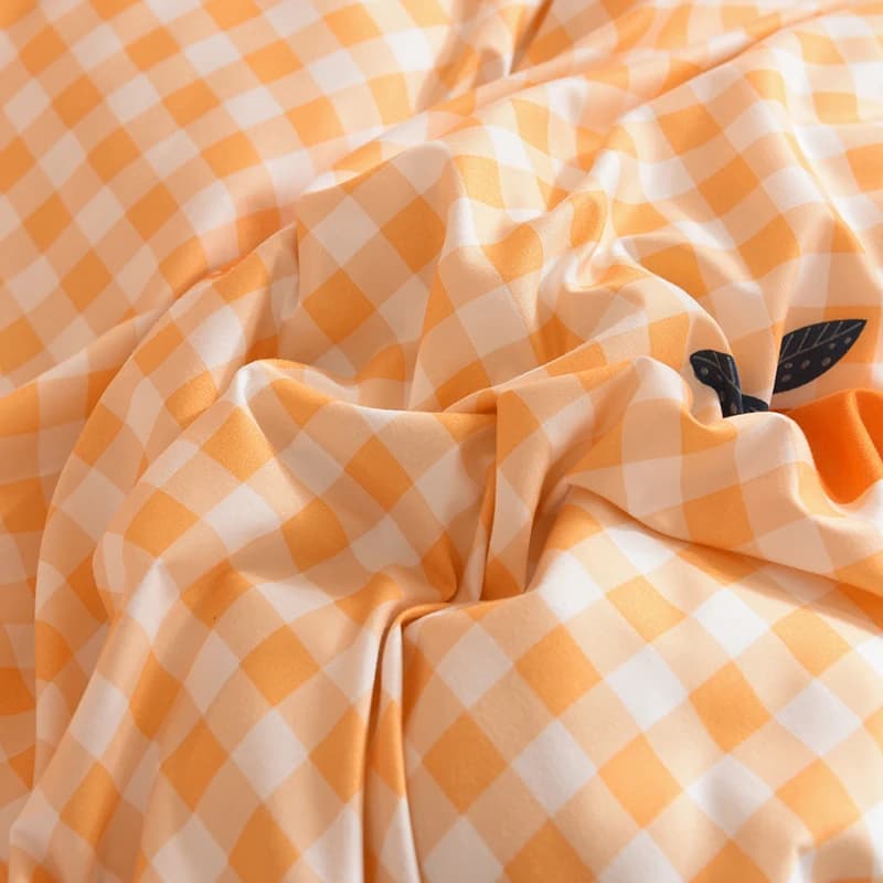 Set di Biancheria da Letto con Copripiumino a Scacchi Arancioni, Lenzuolo Piatto e Federe, Misure Singolo, Matrimoniale, Rosa e Blu, Decorazione per Casa, per Bambini e Adulti