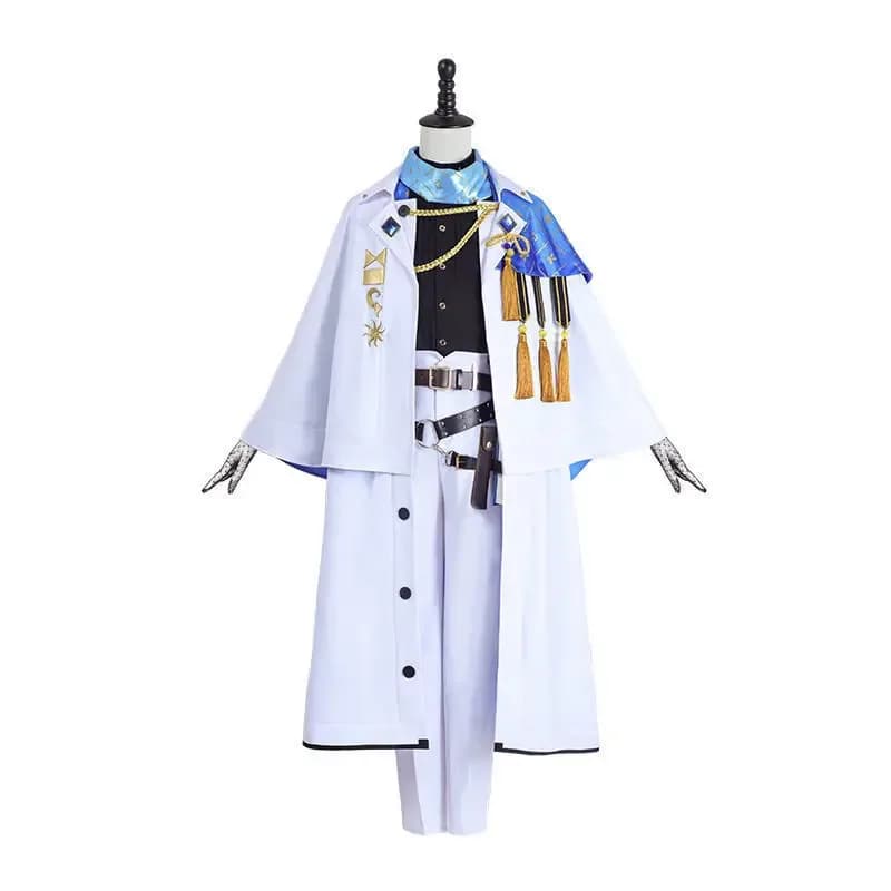 CyVTuber Hololive Ike Eveland Costume Cosplay Parrucca Occhiali Orecchini Cappotto Pantaloni Cintura Guanti Set Blu Uniforme Sfumatura Capelli Corti
