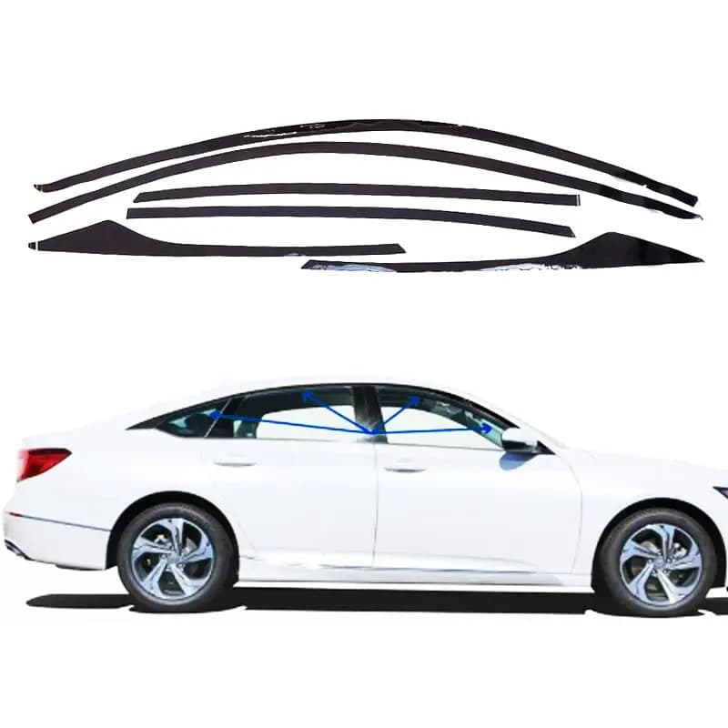 6Pcs Chrome Delete Blackout Window Trims For Honda Accord 2018-2020 Glossy Black