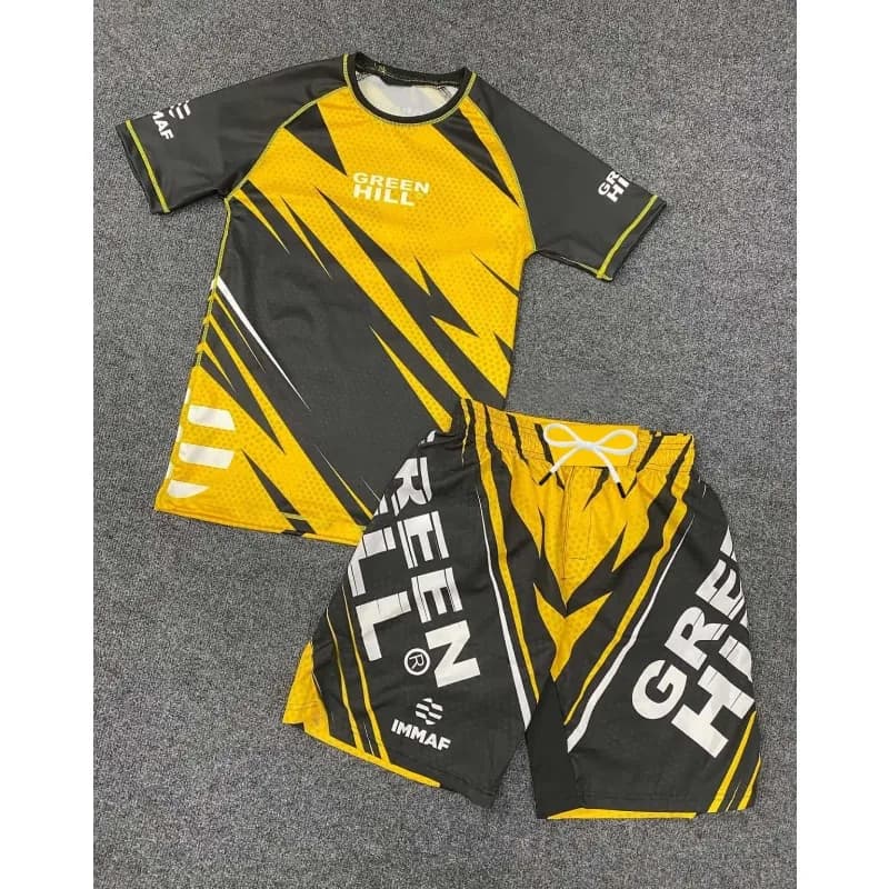 Completo da Allenamento Uomo 2 Pezzi 2026 Nuovo Stile Street Giallo/Blu/Arancione - Tuta Sportiva Manica Corta + Pantaloncini