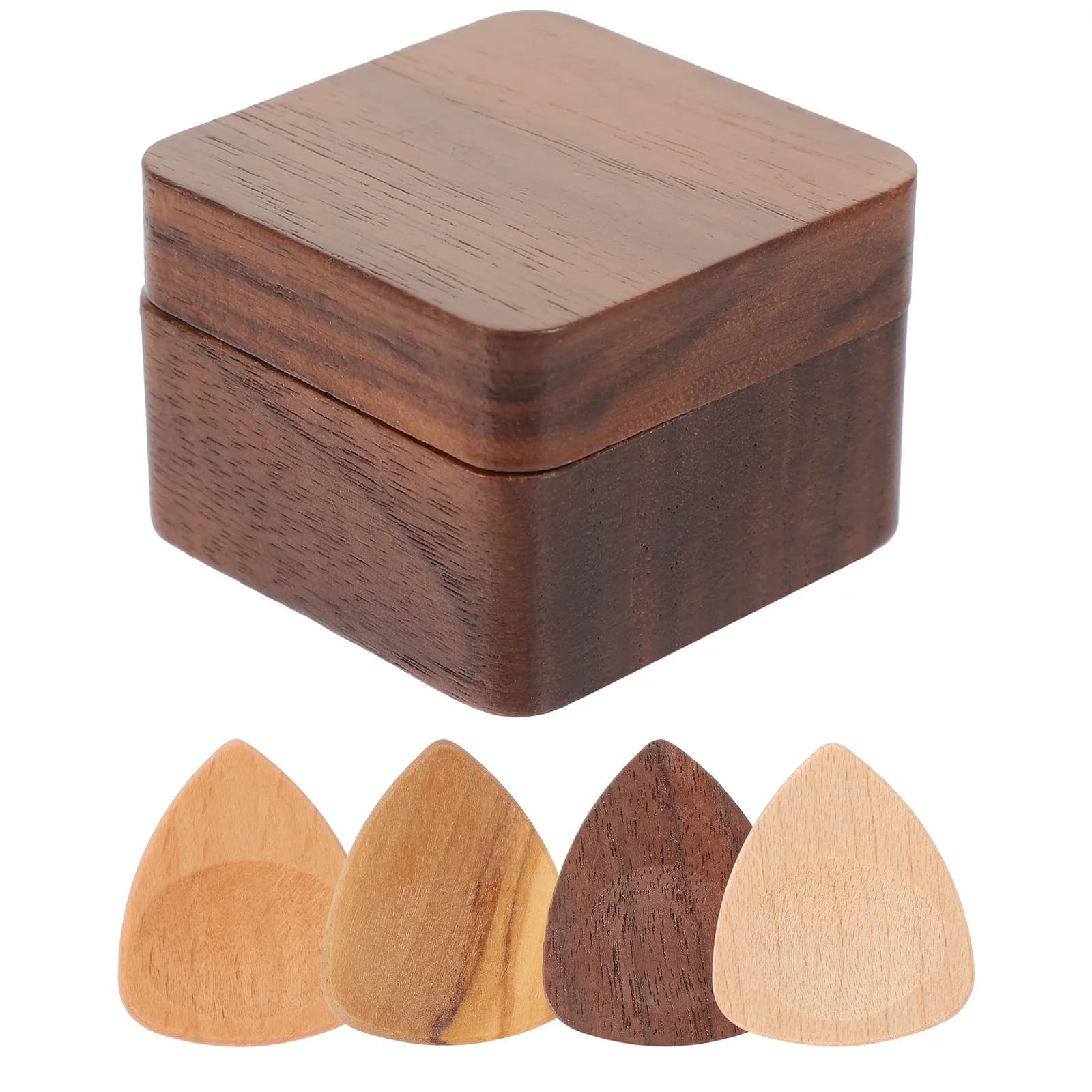 Set di 12 plettri in legno spessi con custodia per chitarra acustica, elettrica, ukulele, basso e accessori per chitarra folk
