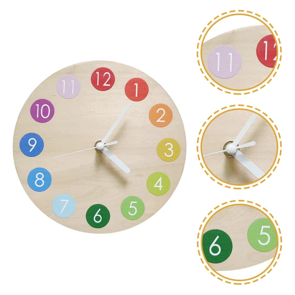 Premium Wood Wall Clock, Decorative Rainbow Design, Quiet, For Living Room and Bedroom, Wall Art