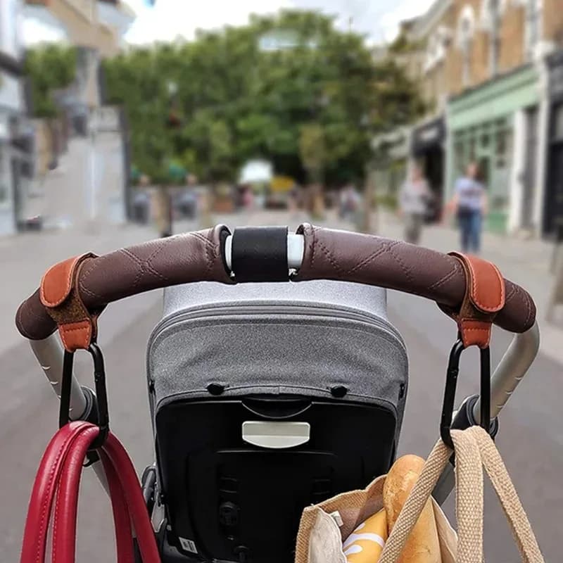 Gancio per passeggino in pelle PU, 2 pezzi, girevole a 360 gradi, organizer per carrozzina, accessori per passeggino, all'ingrosso