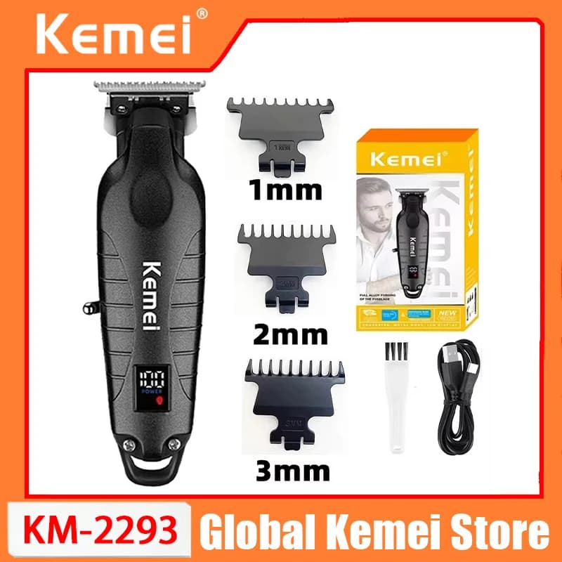 KEMEI KM-2293 Tagliacapelli Professionale per Uomo, Trimmer Cordless per Barbiere con Display LED Ricaricabile