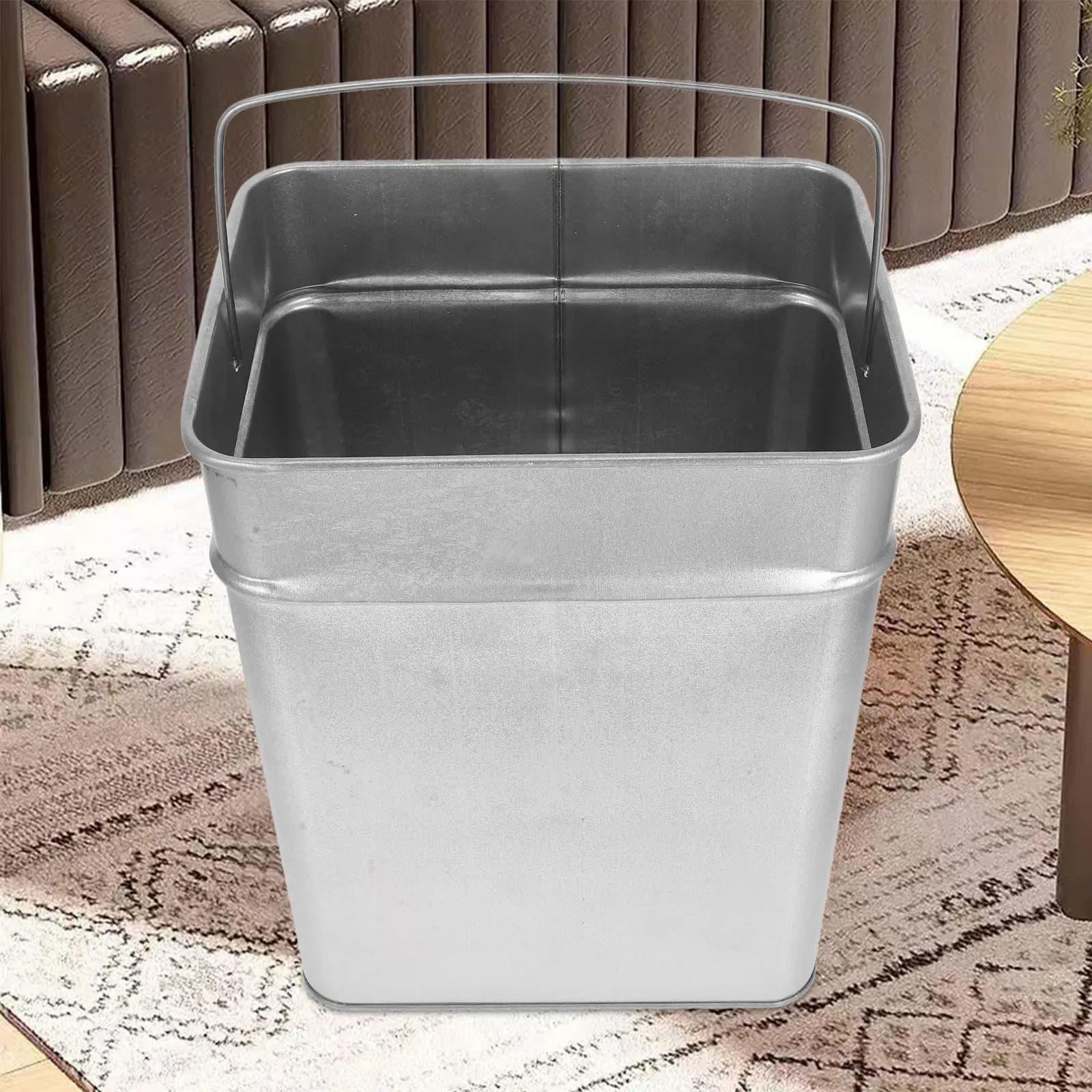 Galvanized Steel Trash Can Inner Bucket Heavy Duty Metal Waste Bin Large Capacity For Kitchen Bathroom Bedroom Office