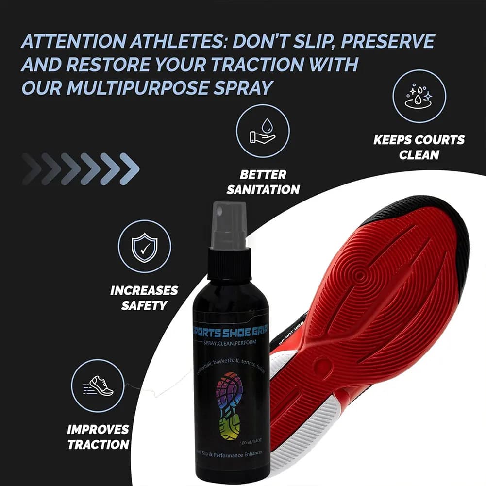 Spray Antiscivolo per Scarpe da Basket 100ml, Protettore per Suole, Migliora la Trazione e l'Adesione sul Campo