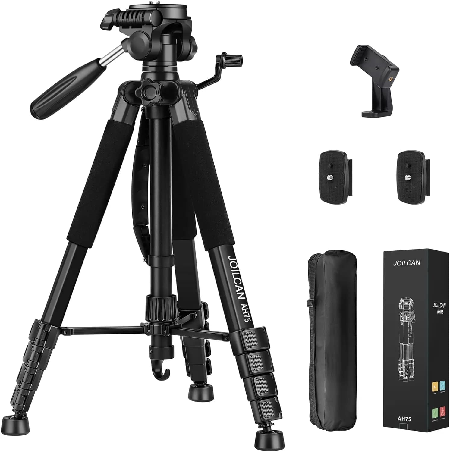 Professional Tripod from 74 Inch for DSLR Cameras and Video Recording, Load Maximum 6.8 kg, Travel Support