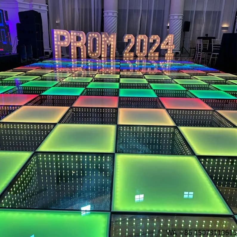 Piastrelle per Pista da Ballo 3D con Luci LED Disco Bianche e Bianco Caldo, Connessione Magnetica per Hotel