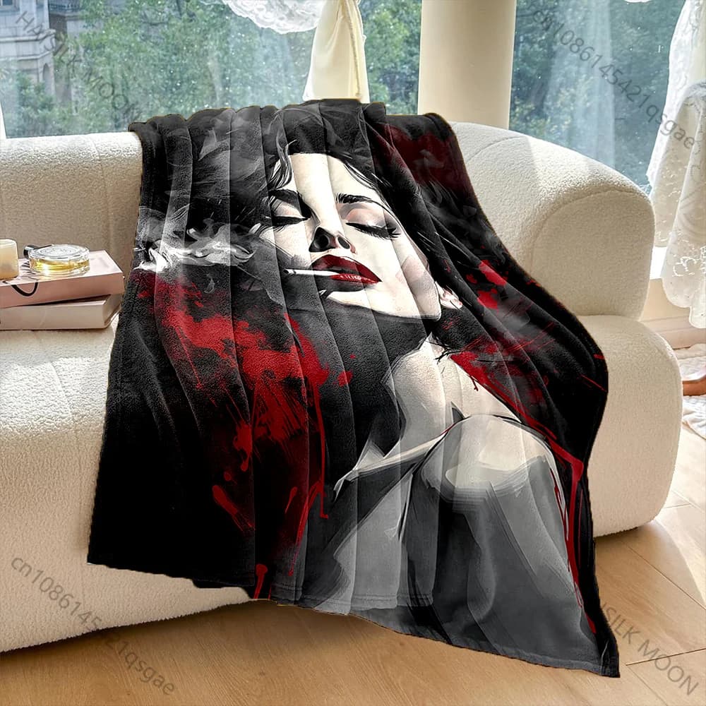 1 pezzo di coperta calda con stampa artistica astratta nera e rossa per adulti e bambini, per casa, viaggi, auto, morbida e confortevole, adatta a tutte le stagioni