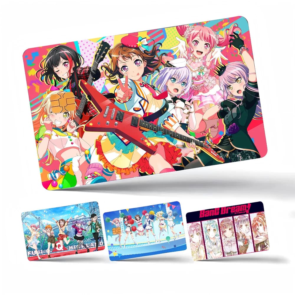 BanG Dream It's My GO Gioco Anime Pellicola adesiva Custodia in pelle per piccola grande senza chip Debit Carta di credito Lato anteriore