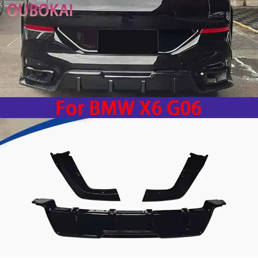 For BMW X6 G06 2020-2025 Bright Blac Back lip Car Rear Bumper Diffuser glossy black Rear Splitters Spoiler Back lip shunt