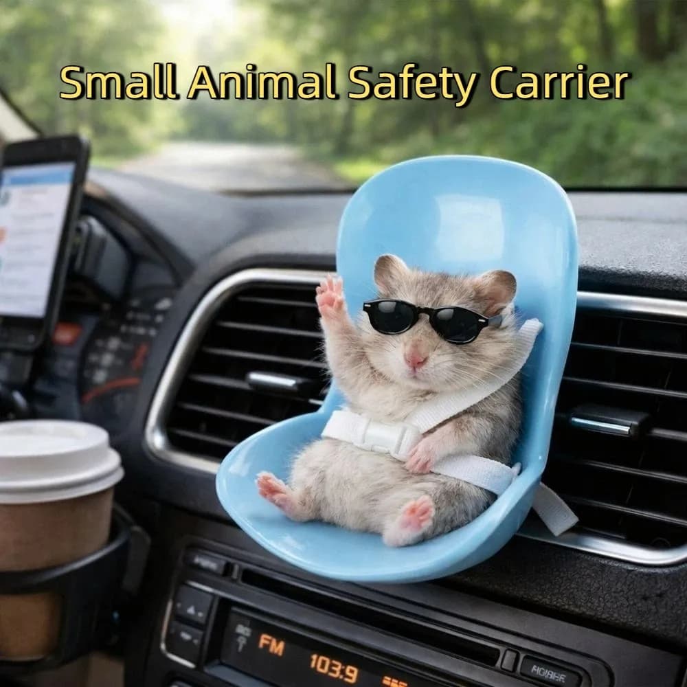 Mini Seggiolino Auto Sicuro per Criceti con Fibbia, Trasportino Staccabile e Confortevole per Piccoli Animali, Sgabello in Plastica per Animali Domestici da Esterno
