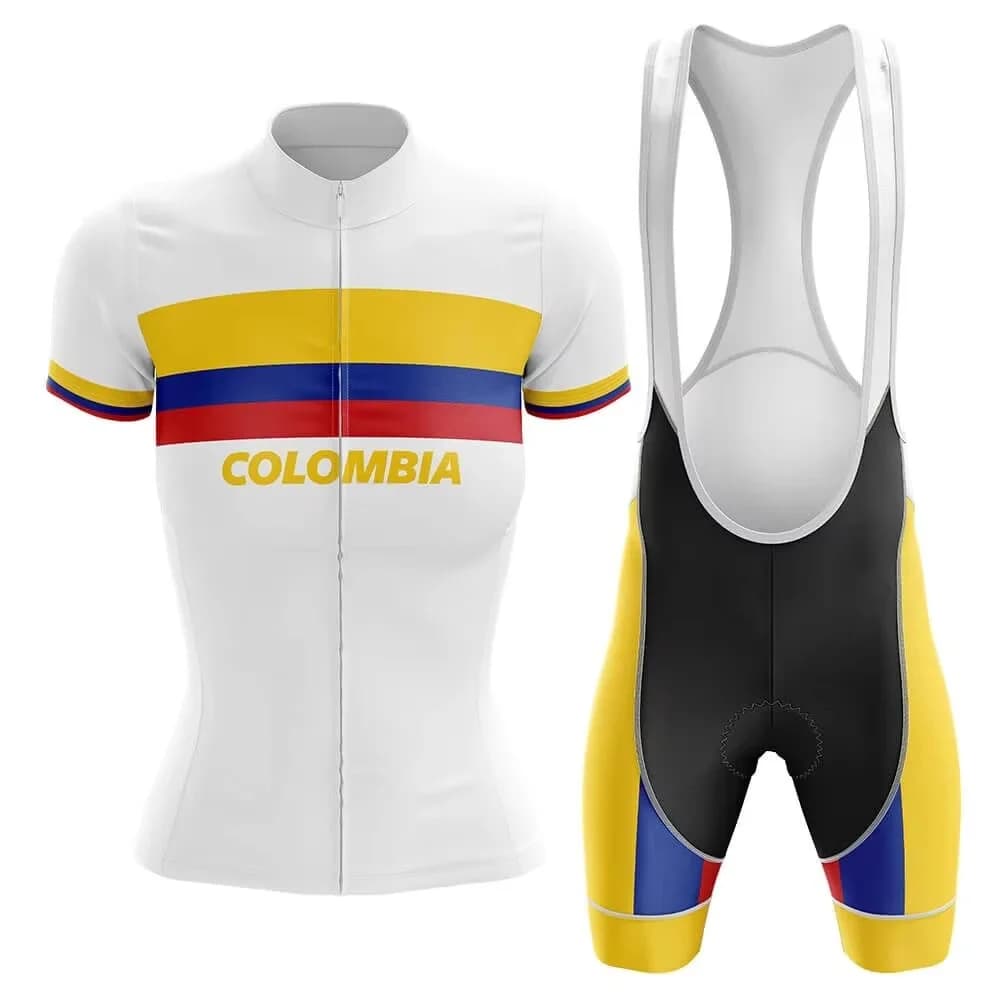 Set Cycling Team Colombia for Women, Cycling Clothing on Road, Complete with Shorts, MTB Clothing, Maillot Culotte