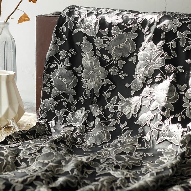 Goffrato argento nero tessuto Jacquard tessuti borsa da donna scarpe abiti che fanno tessuti 45cm x 130cm
