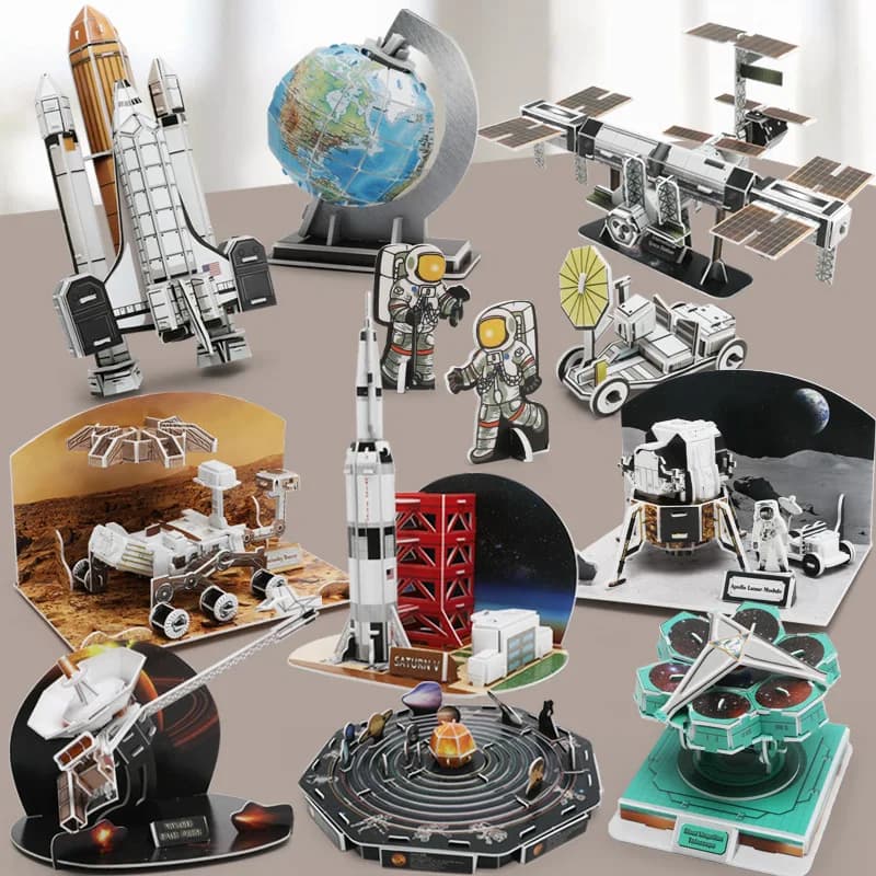 Puzzle 3D Modello spaziale Esplorazione spaziale Assemblaggio di carta fai-da-te fatto a mano Educazione precoce Giocattoli educativi Regalo creativo Puzzle