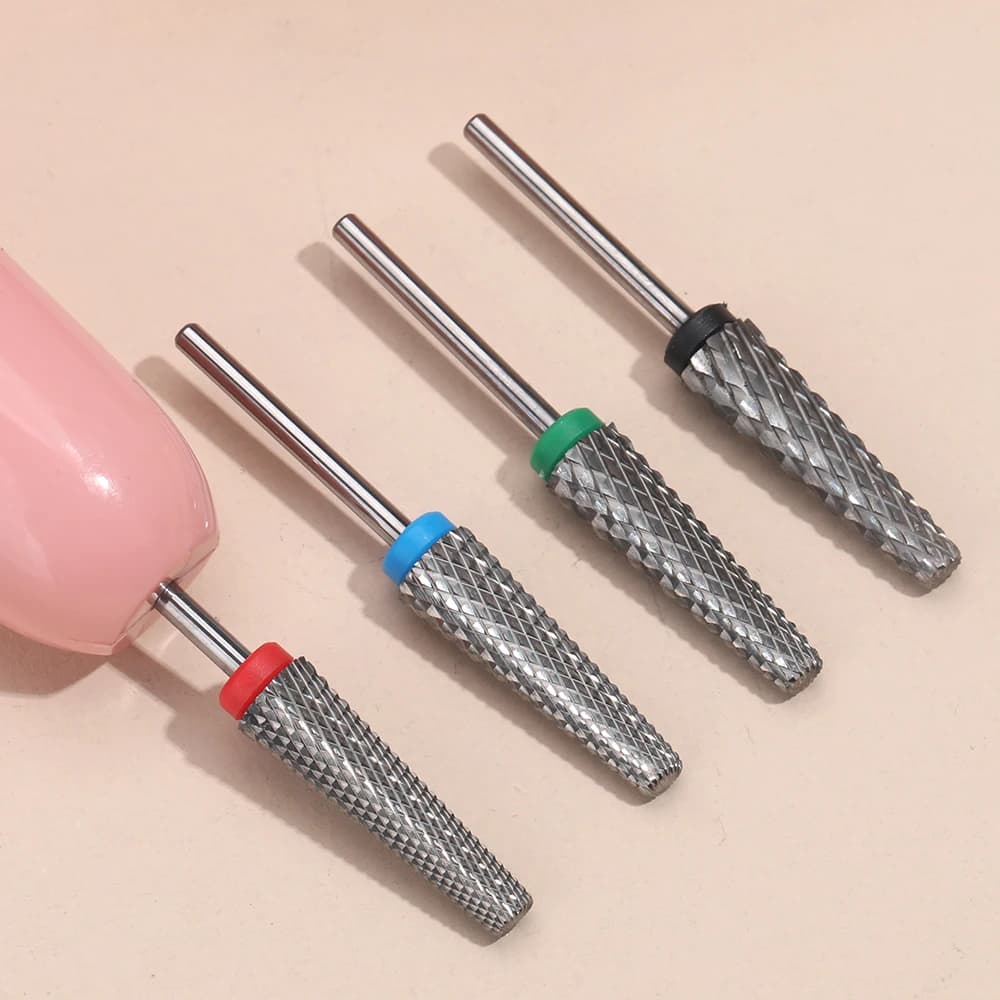 Punta da trapano per unghie a cono super lungo Fresa in acciaio al carburo di tungsteno per manicure Rimozione nail art Testa di molatura per gel per unghie