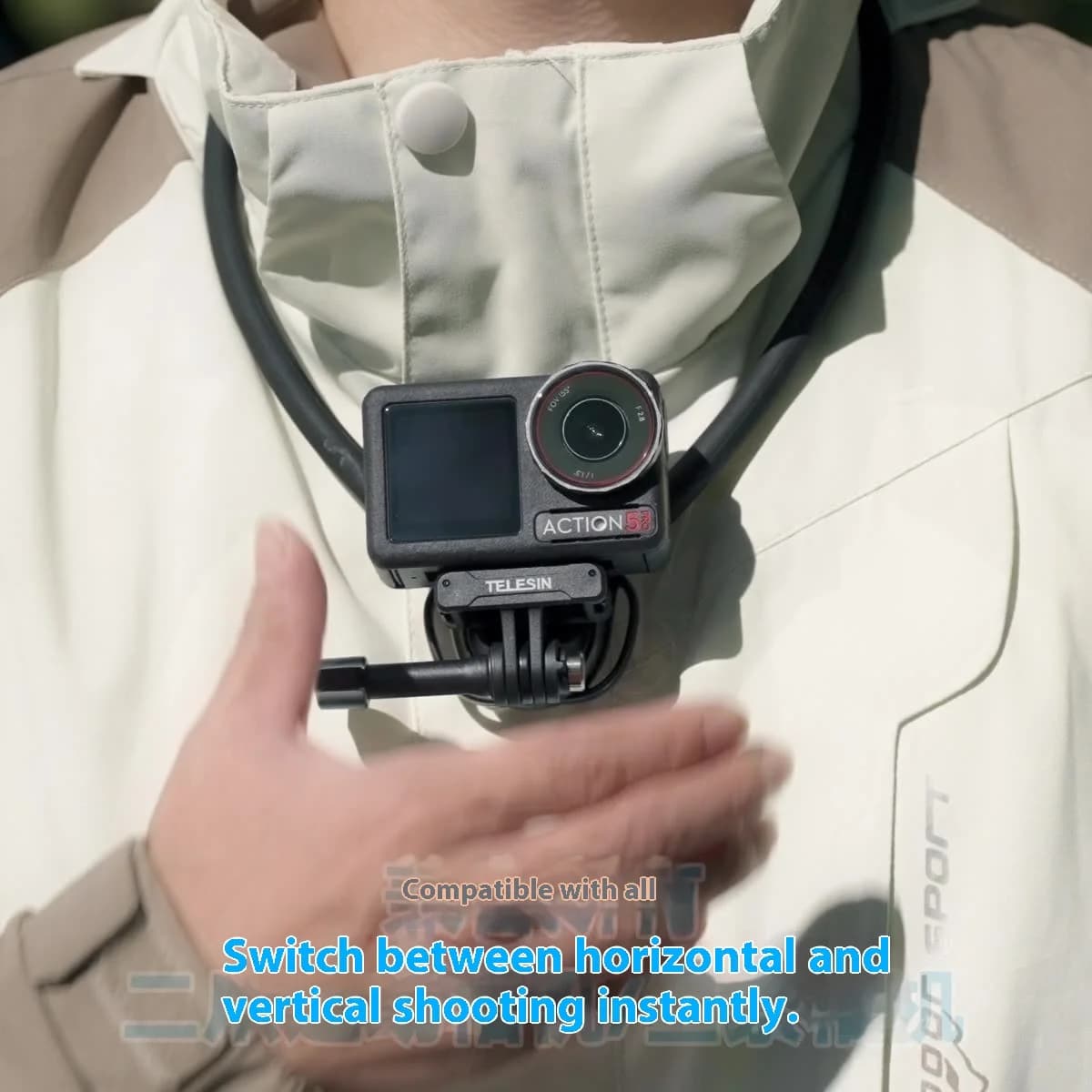 Tracolla per action camera SE2.0, supporto per collo in prospettiva FPV con silicone addensato, blocco a sgancio rapido, sho orizzontale verticale