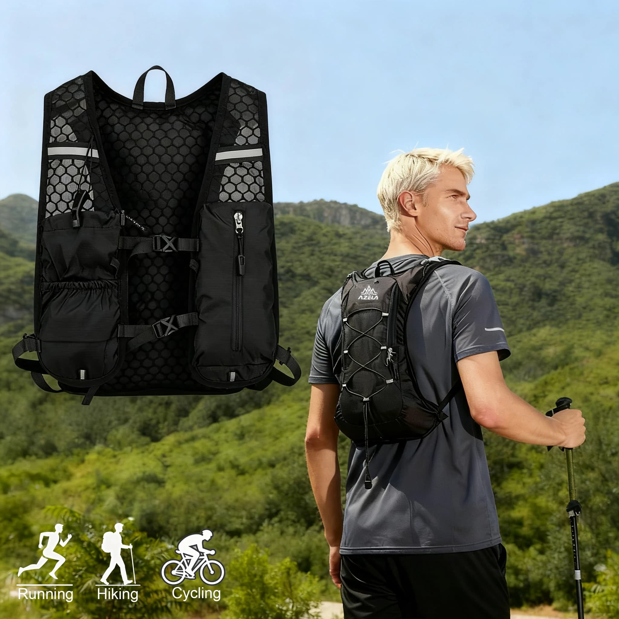 Hydrating vest for Running, Light backpack for Men and Women, Hydrating bag for Trail Running Cycling Marathon