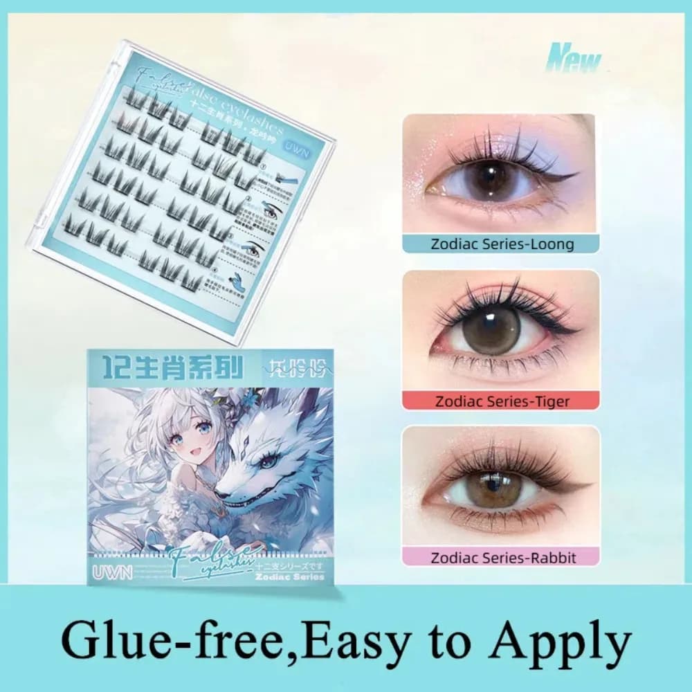Ciglia Finte Adesive a Ciuffetti Effetto Manga, Extension Ciglia Finte Senza Colla per Trucco Donna, Fai da Te, Moda