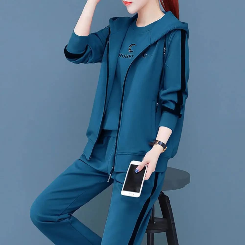 Abito elegante manica lunga casual donna moda lettera stampa top gilet pantaloni abbigliamento sportivo felpa pantaloni set tenere al caldo