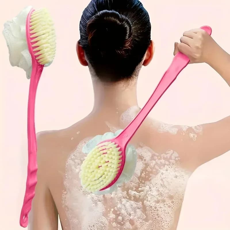 Spazzola 2-in-1 per il Bagno, Spazzola Delicata per la Schiena, Spugna Esfoliante per il Corpo, Spazzola per la Pulizia del Bagno e della Doccia