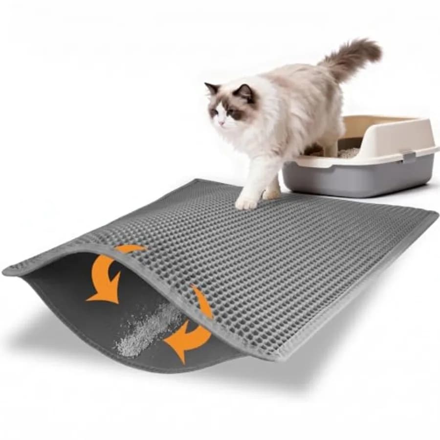 Cat Litter Mat Double Layer Waterproof Urine Proof Trapping Mat 1 Pack Gray, 30x24 Inch (Pack of 1 )