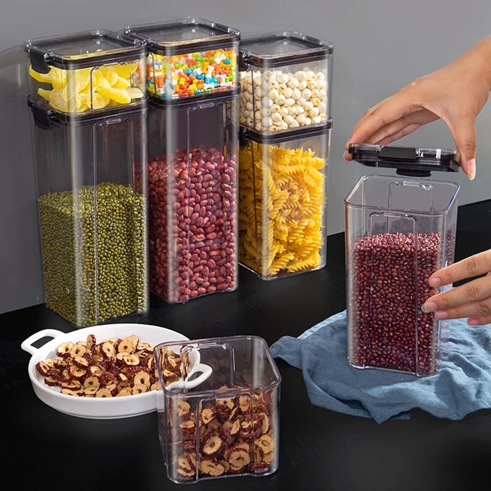 Barattoli sigillati da cucina organizzatore di cereali di grande capacità serbatoio sigillato in plastica scatola di immagazzinaggio della cucina a prova di umidità Set di barattoli di condimento nuovo