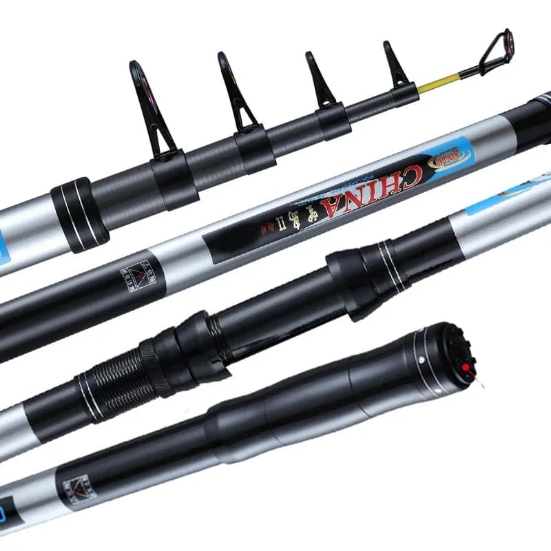 Canna da Pesca Telescopica in Fibra di Carbonio 2.1M-4.5M, Super Resistente, per Lanci Lunghi, Canna da Spinning da Viaggio, per Pesci Grandi, 15kg, per Acqua Salata e Dolce