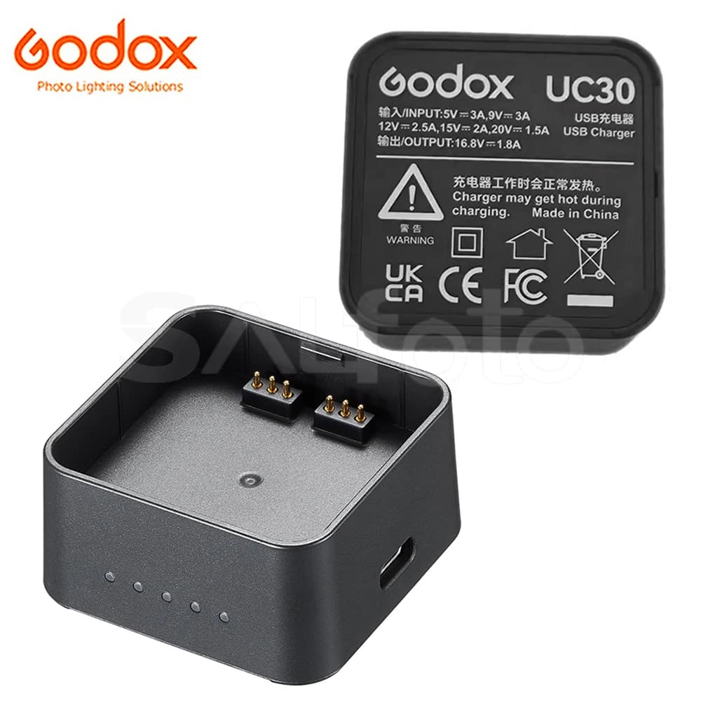 Caricabatterie USB Originale Godox UC30 per Batterie Speedlite AD200ProII AD200Pro AD200 WB29 WB29B AD300Pro AD300ProII WB300P