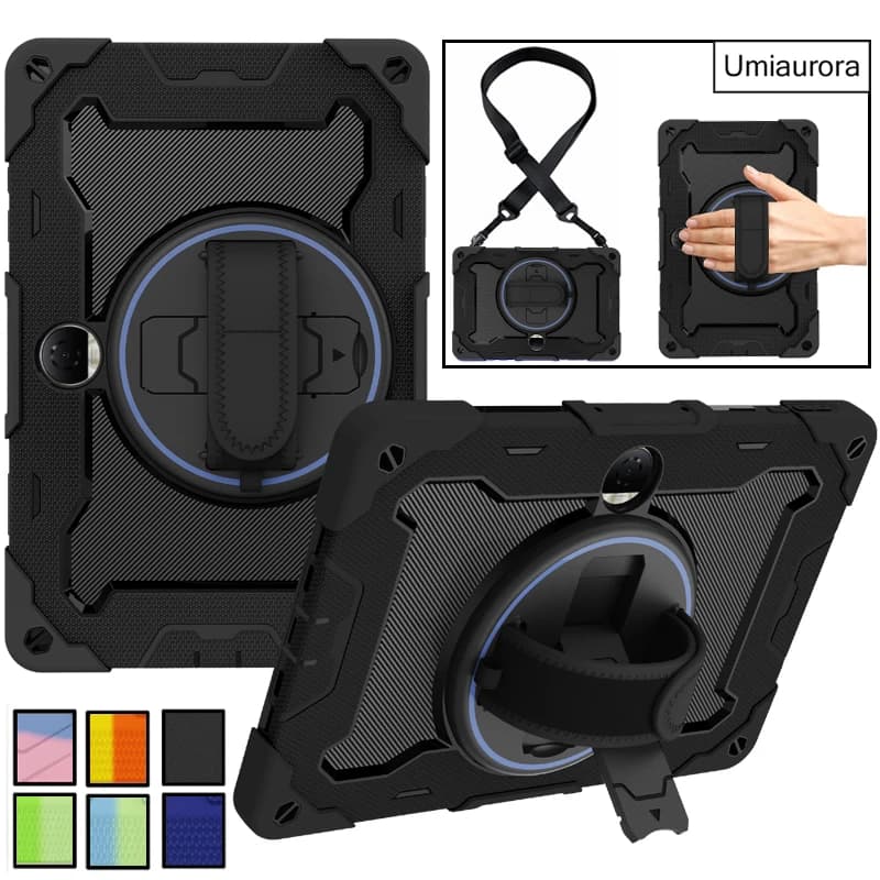 Custodia Robusta Antiurto con Supporto e Cinghia per Tablet Honor Pad 8 9 HEY2-W09 X8a NDL-W09 X9a 11.5 Magic Pad2 12.3 pollici