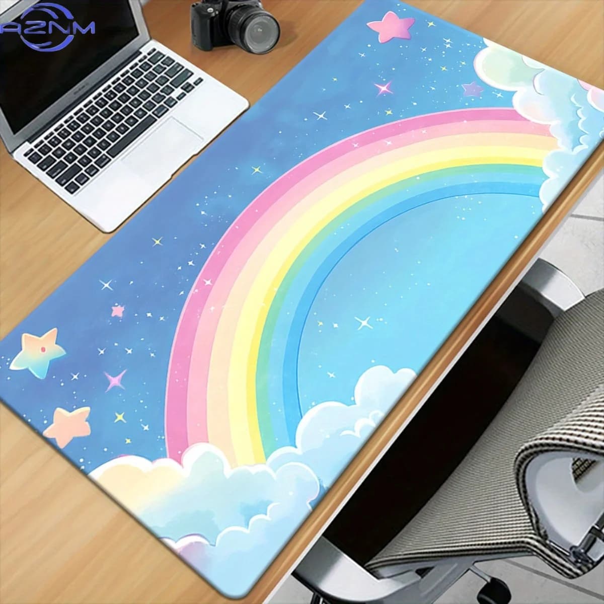 1pc Rainbow Star Cloud Pattern Printed Pad for Desk, Multi Functional XXL Mousepad, Keyboard Gaming Mouse Mats, Office Computer