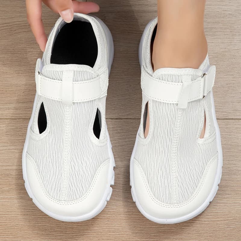Scarpe Estive da Donna a Calzata Larga, Sneakers in Mesh con Chiusura Regolabile in Velcro, Comode Scarpe da Passeggio con Suola Morbida per Piedi Larghi