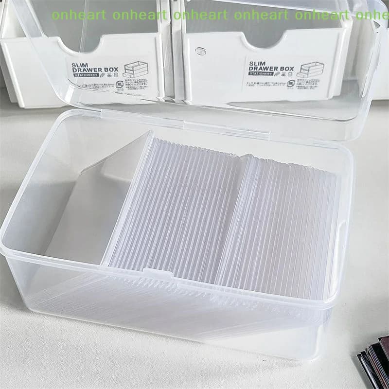 Scatola di Archiviazione Trasparente Coreana per Carte e Fotocard, Organizzatore per Foto e Carte con Coperchio Ribaltabile