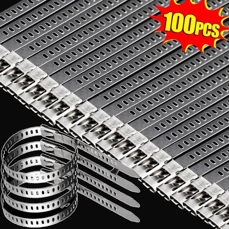 10/100pcs Fascette per cavi multiuso autobloccanti Fascette per cavi in acciaio inossidabile Fascette di bloccaggio per involucro di scarico per carichi pesanti Strumento di archiviazione domestica