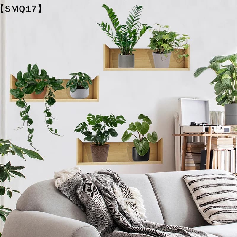 3pcs Plant Design Wall Sticker Plant Potted Pattern Wall Decal Background Wall Decoration And Beautification【SMQ】
