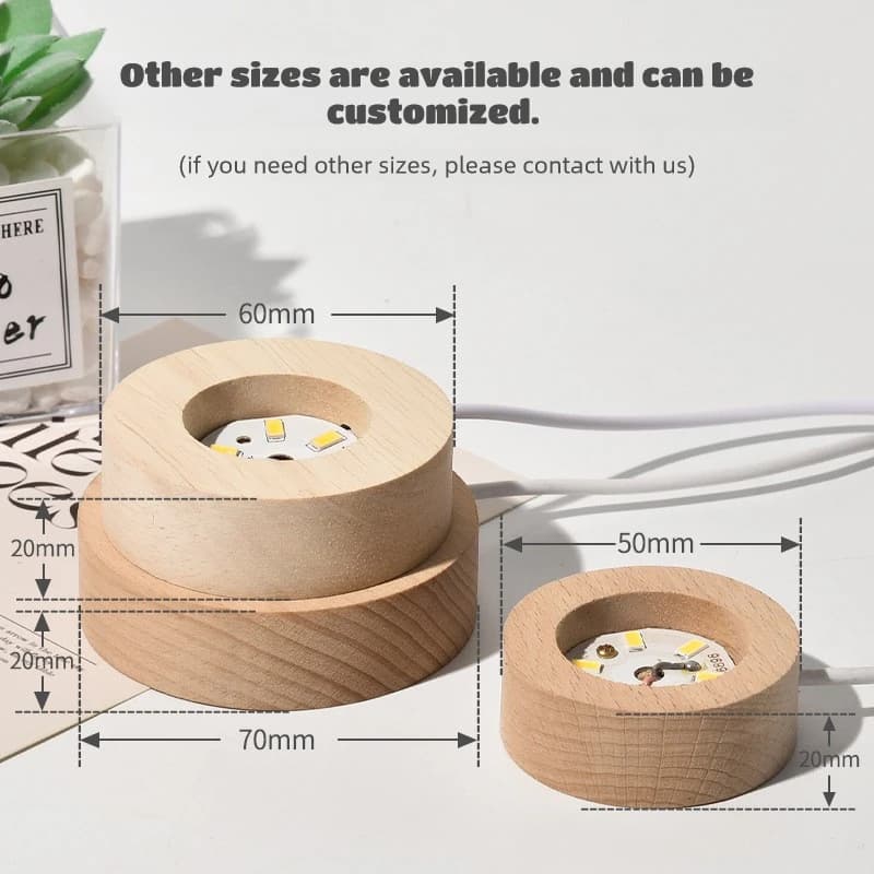 Base a sfera in legno massello Decorazioni per la casa Rotondo Quadrato Touch Ricarica USB Plug-in Telecomando Decorazione per luce notturna a emissione di luce