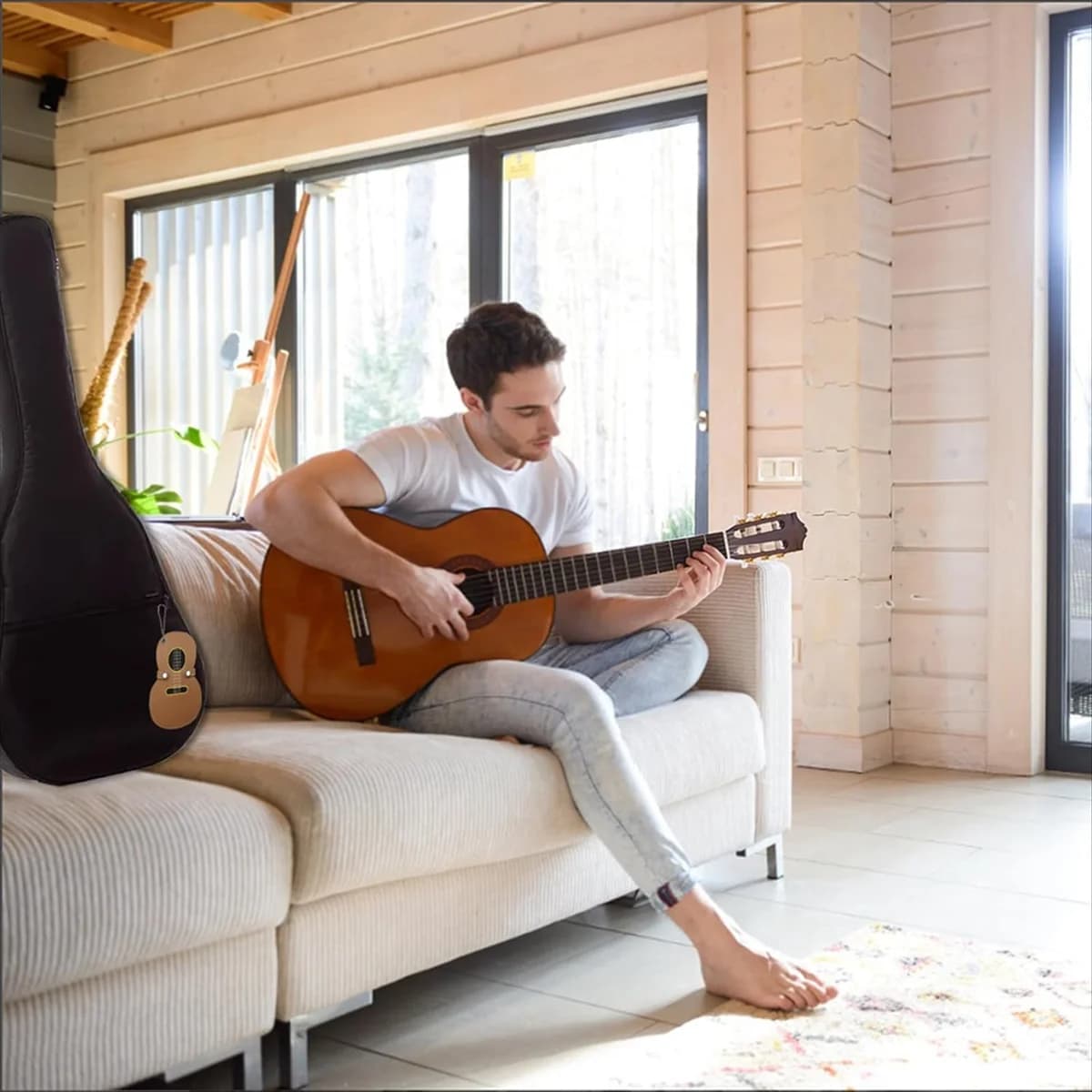 2525+ Porta plettro per chitarra in pelle marrone progettato con 17 slot Porta plettro per chitarra, custodia per plettro per chitarra per riporre