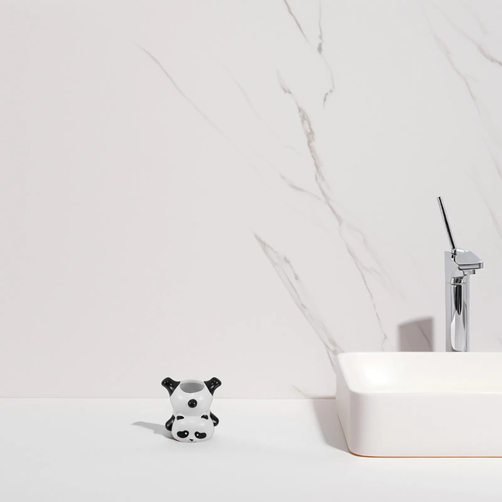 Portaspazzolino in Ceramica a Tema Panda, Decorazione Carina per il Bagno, Contenitore per Spazzolini, Design Compatto Salvaspazio per Adulti