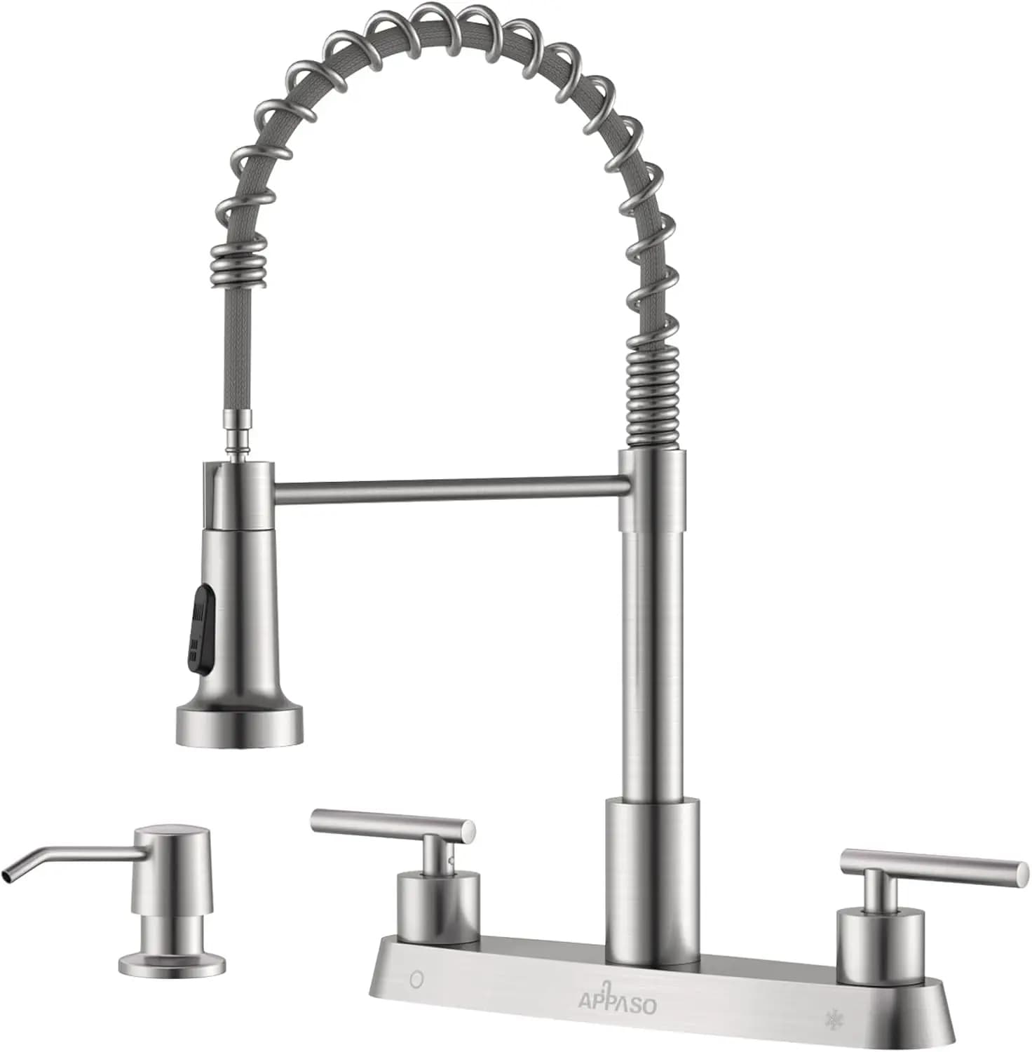 Rubinetto da cucina estraibile a 3 fori con doccetta e dispenser sapone in bronzo anticato, facile installazione