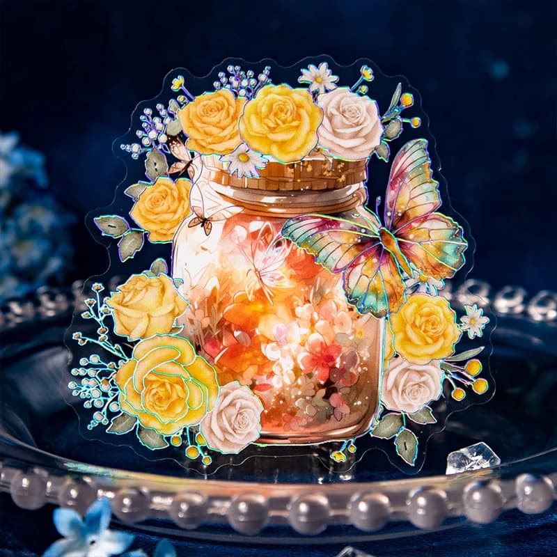 10 pezzi bellissimi fiori abbronzanti adesivi in PET etichette adesive decorative estetiche fai da te scrapbooking forniture per diario spazzatura