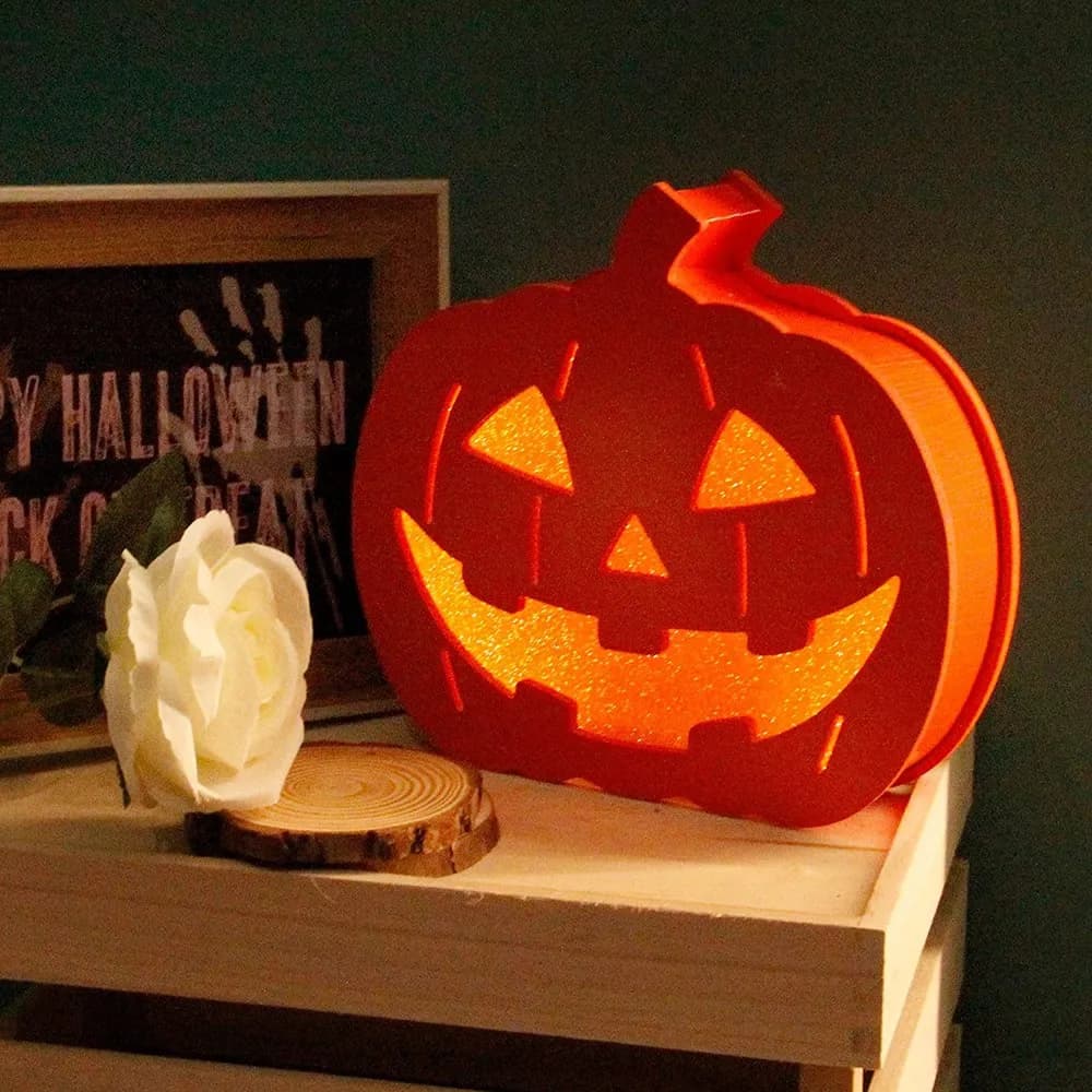 AA94-Lanterna a forma di zucca luminosa a doppia faccia per decorazioni di Halloween, luce notturna resistente, decorazione da tavolo adatta per interni domestici