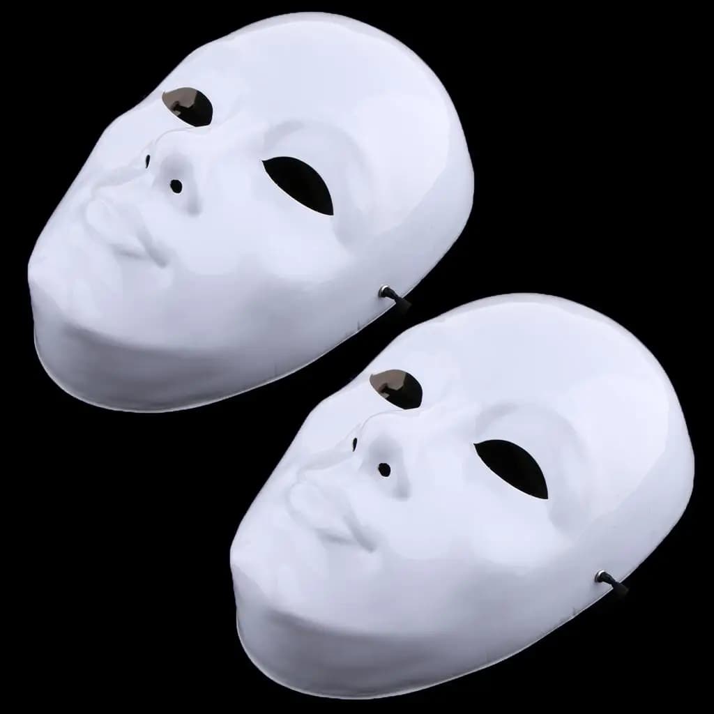 Maschera in plastica bianca Maschera per il viso vuota non verniciata per la decorazione del pennarello di vernice Progetto d'arte per feste in maschera per adulti